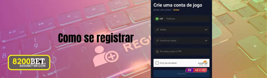 Tela de cadastro simples do 8200BET com